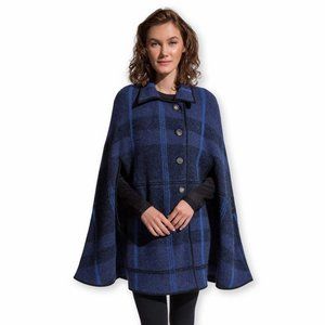 Alicia Adams Alpaca Blue Plaid Poncho